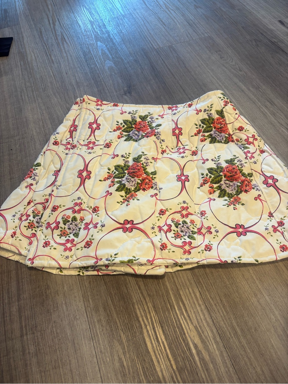 Handmade Floral Quilted Mini Skirt
